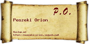 Peszeki Orion névjegykártya